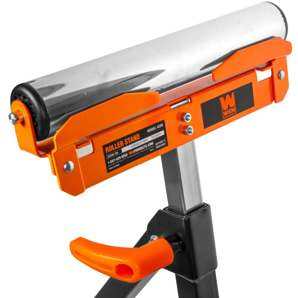 WEN 4289-2 Adjustable Roller Stands with Edge Guide, Two Pack, 500-Pound Capacity