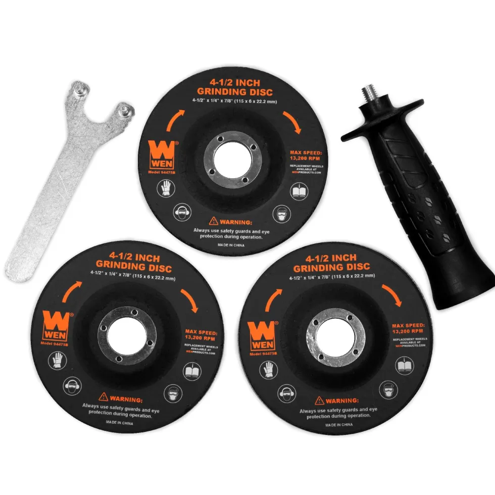 WEN 94475 7.5-Amp 4-1/2-Inch Angle Grinder with Reversible Handle, Three Grinding Discs, and Carrying Case