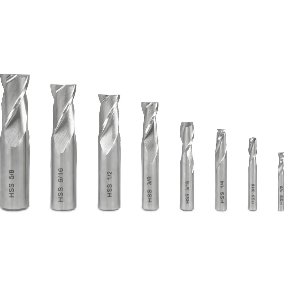 WEN 33108A 8-Piece 2-Flute HSS End Mill Set for Milling Machines
