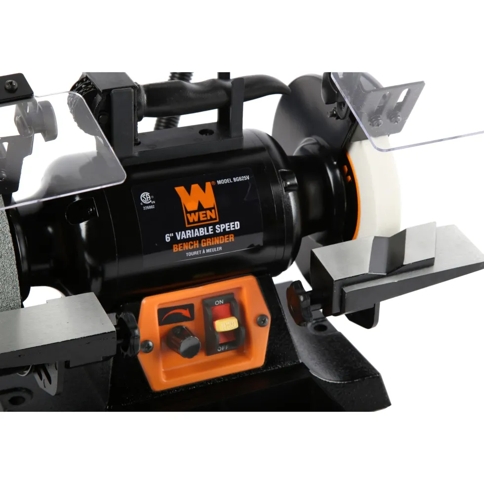 WEN BG625V 2.5-Amp 6-Inch Variable Speed Bench Grinder with Flexible Work Light