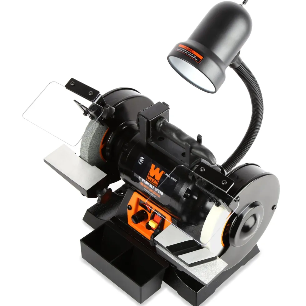 WEN BG625V 2.5-Amp 6-Inch Variable Speed Bench Grinder with Flexible Work Light