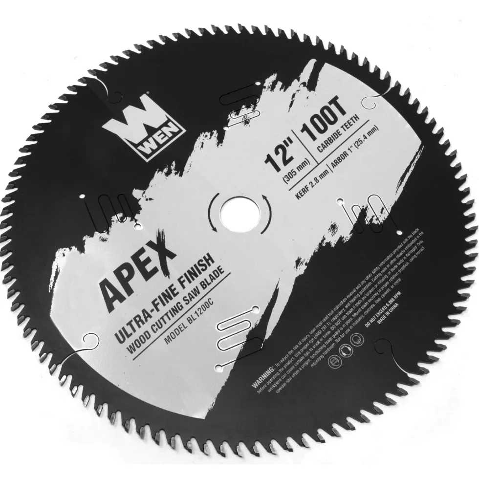 WEN BL1200C Apex 12-Inch 100-Tooth Carbide-Tipped Ultra-Fine-Finish Industrial-Grade Woodworking Saw Blade with Cool-Cut Coating