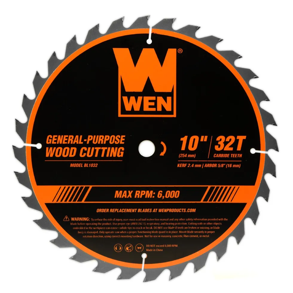 WEN BL1032-2 10-Inch 32-Tooth and 60-Tooth Carbide-Tipped Professional Woodworking Saw Blade Set, Two Pack