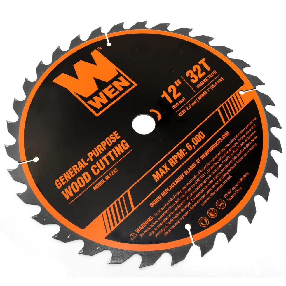 WEN BL1232-2 12-Inch 32-Tooth and 80-Tooth Carbide-Tipped Professional Woodworking Saw Blade Set, Two Pack