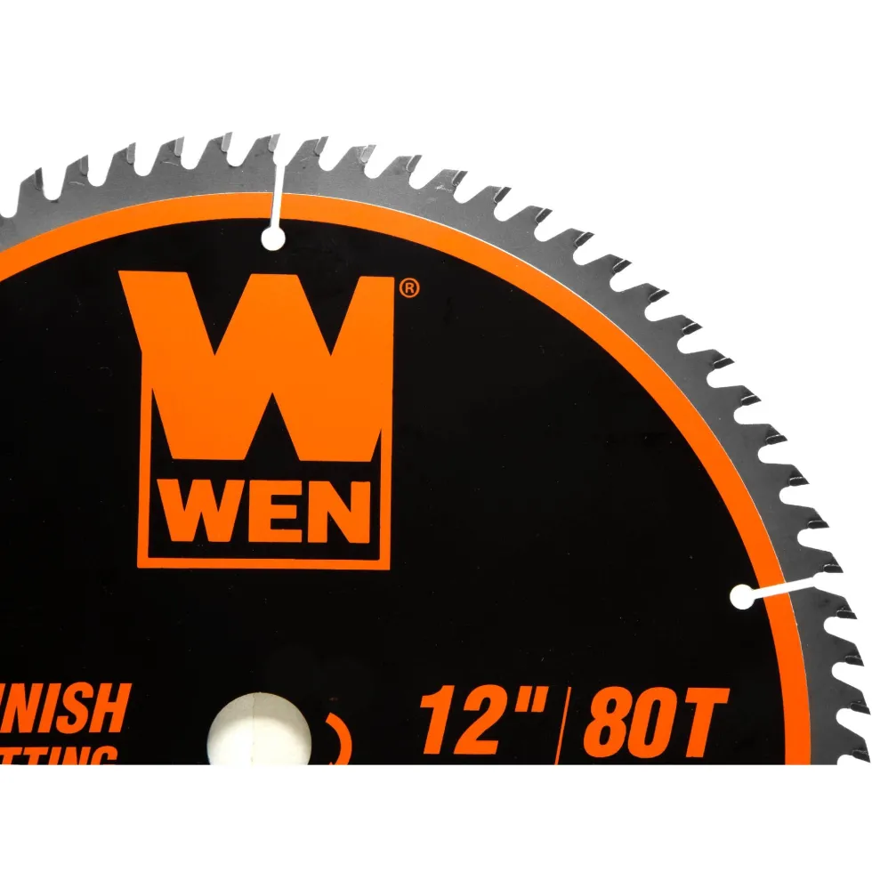 WEN BL1232-2 12-Inch 32-Tooth and 80-Tooth Carbide-Tipped Professional Woodworking Saw Blade Set, Two Pack