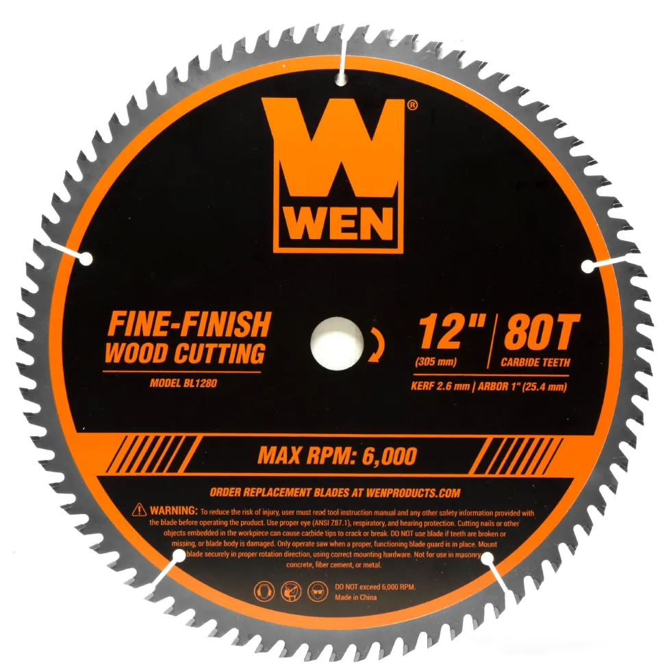 WEN BL1232-2 12-Inch 32-Tooth and 80-Tooth Carbide-Tipped Professional Woodworking Saw Blade Set, Two Pack
