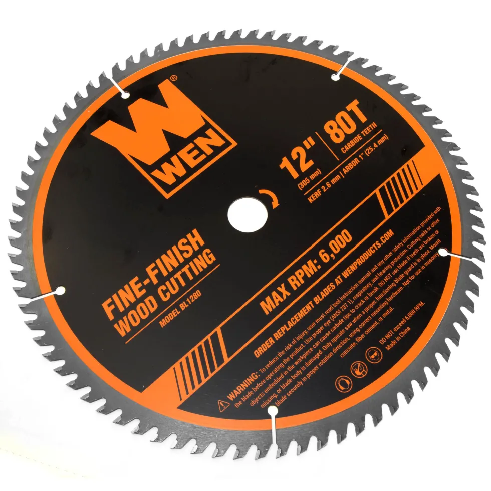 WEN BL1232-2 12-Inch 32-Tooth and 80-Tooth Carbide-Tipped Professional Woodworking Saw Blade Set, Two Pack