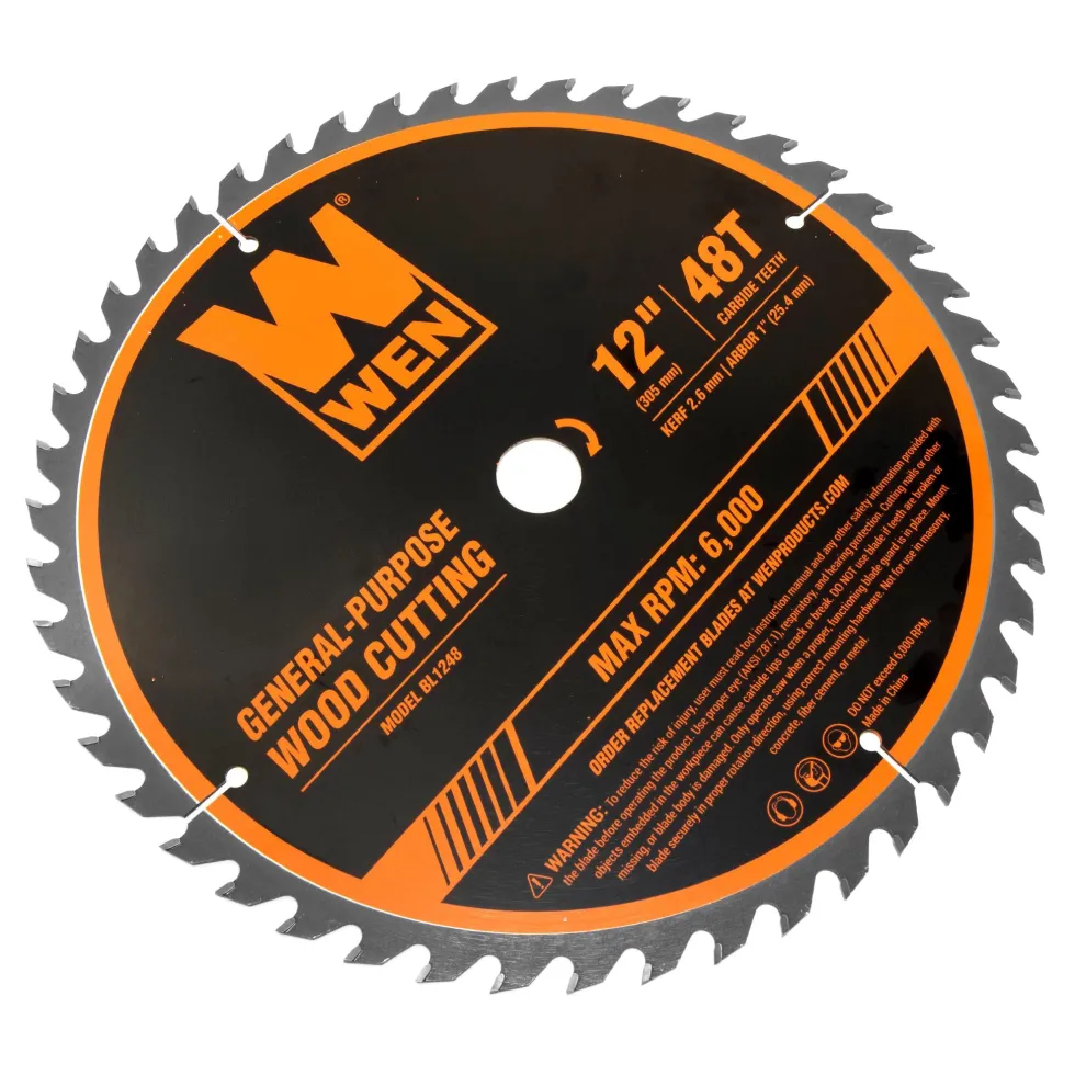 WEN BL1248 12-Inch 48-Tooth Carbide-Tipped Professional Woodworking Saw Blade for Miter Saws and Table Saws