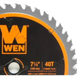 WEN BL0740 7.25-Inch 40-Tooth Carbide-Tipped Professional Finish Saw Blade for Miter Saws and Circular Saws