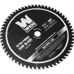 WEN BL0760 7.25-Inch 60-Tooth Carbide-Tipped Professional Ultra Fine-Finish Circular Saw Blade with Cool-Cut Coating