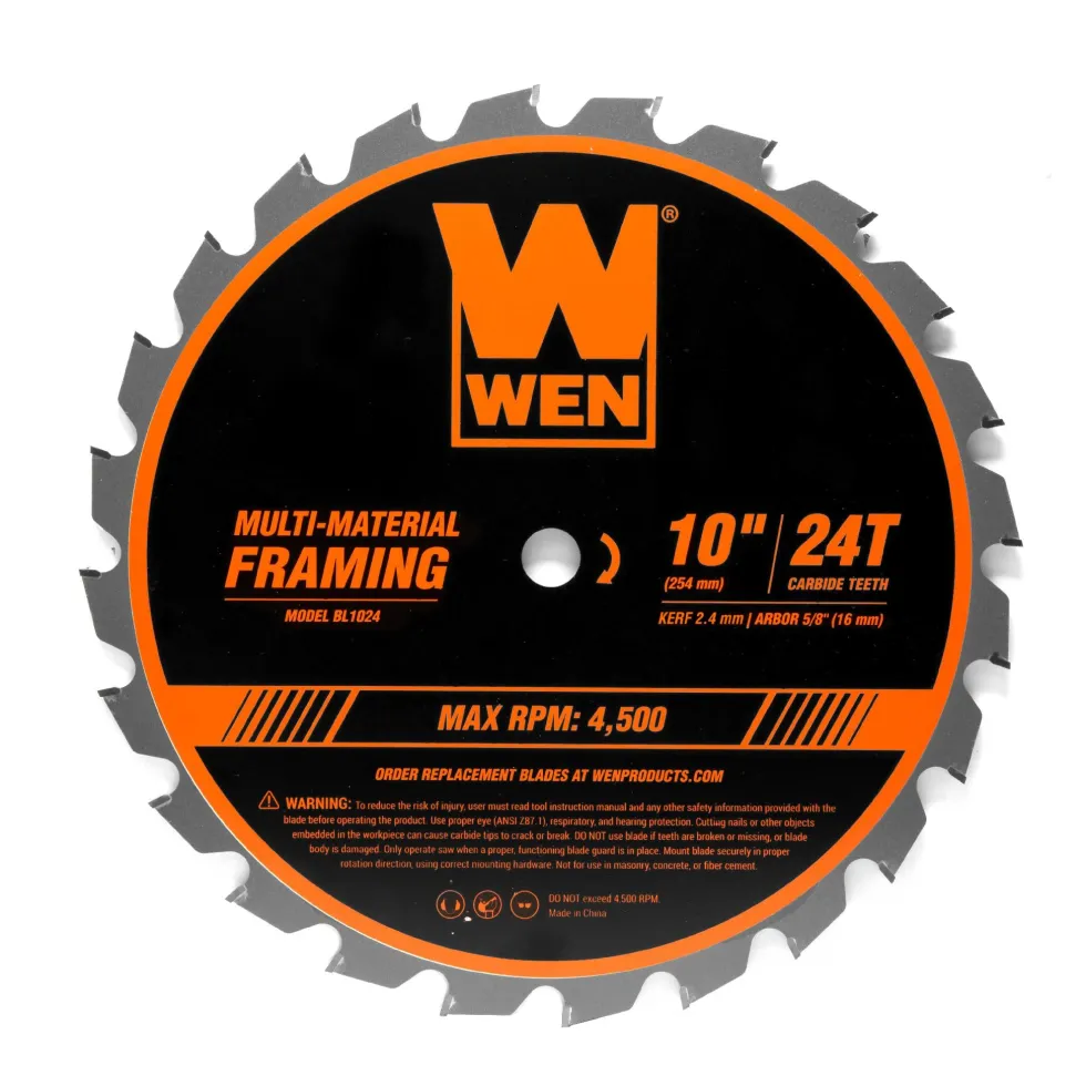 WEN BL1024 10-Inch 24-Tooth Carbide-Tipped Professional Multi-Material Framing Saw Blade