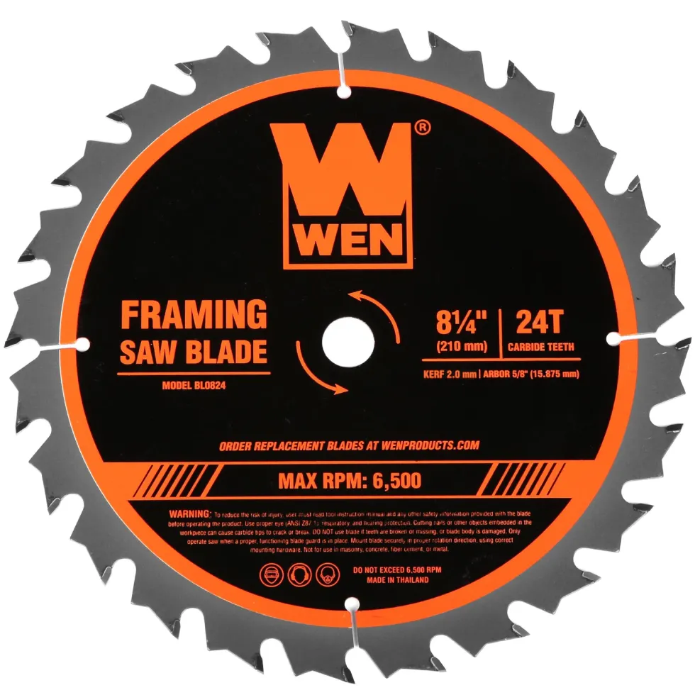 WEN BL0824 8.25-Inch 24-Tooth Carbide-Tipped Circular Saw Blade for Framing