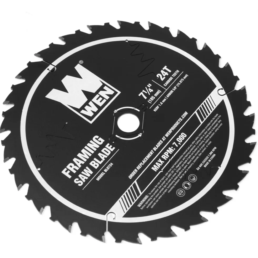 WEN BL0724 7.25-Inch 24-Tooth Carbide-Tipped Professional Framing Saw Blade for Miter Saws and Circular Saws