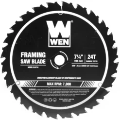 WEN BL0724 7.25-Inch 24-Tooth Carbide-Tipped Professional Framing Saw Blade for Miter Saws and Circular Saws