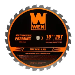WEN BL1028 10-Inch 28-Tooth Carbide-Tipped Professional Multi-Material Framing Saw Blade