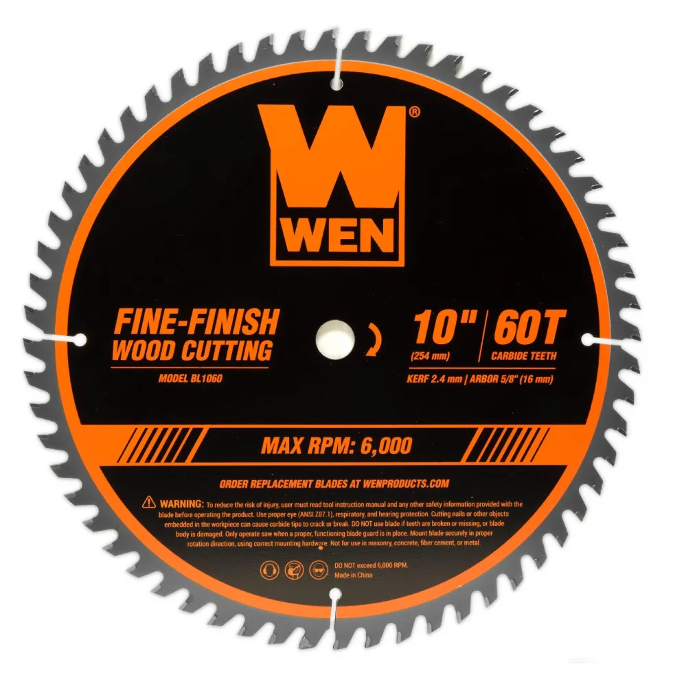 WEN BL1060 10-Inch 60-Tooth Fine-Finish Professional Woodworking Saw Blade for Miter Saws and Table Saws