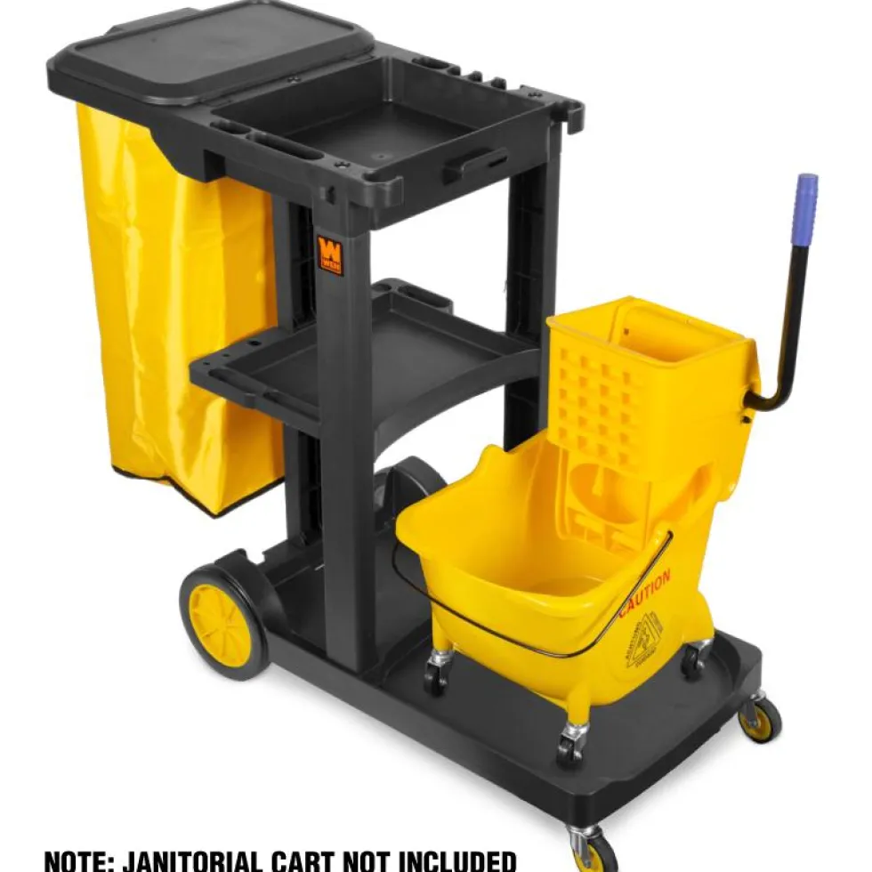 WEN 73034B Rolling Mop Bucket with Down Press Wringer, 26-Quart Capacity