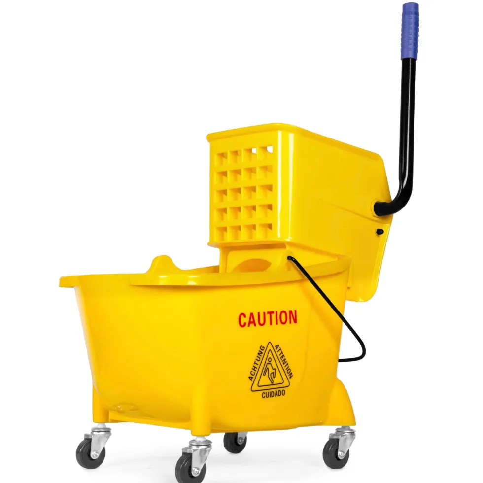 WEN 73034B Rolling Mop Bucket with Down Press Wringer, 26-Quart Capacity