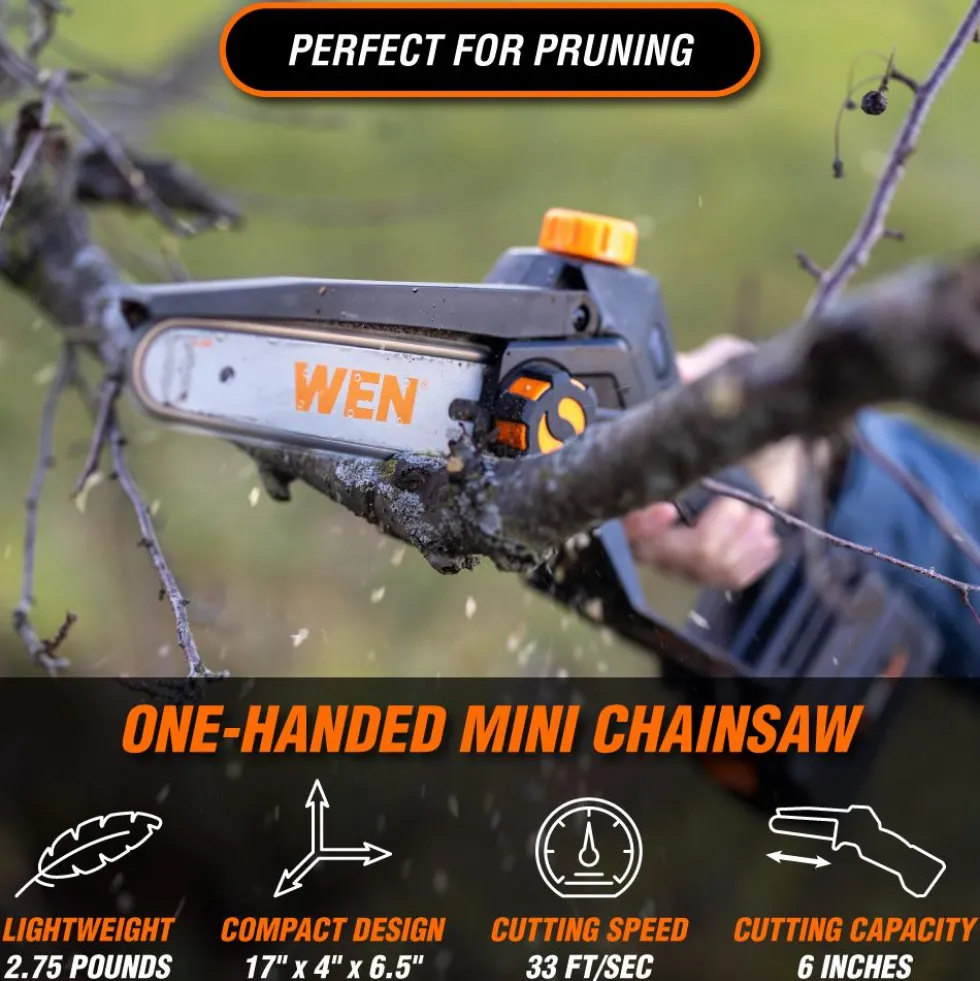 WEN 20752BT 2-In-1 20V Max Cordless Brushless Pole Saw and Mini Chainsaw (Tool Only – Battery and Charger Not Included)