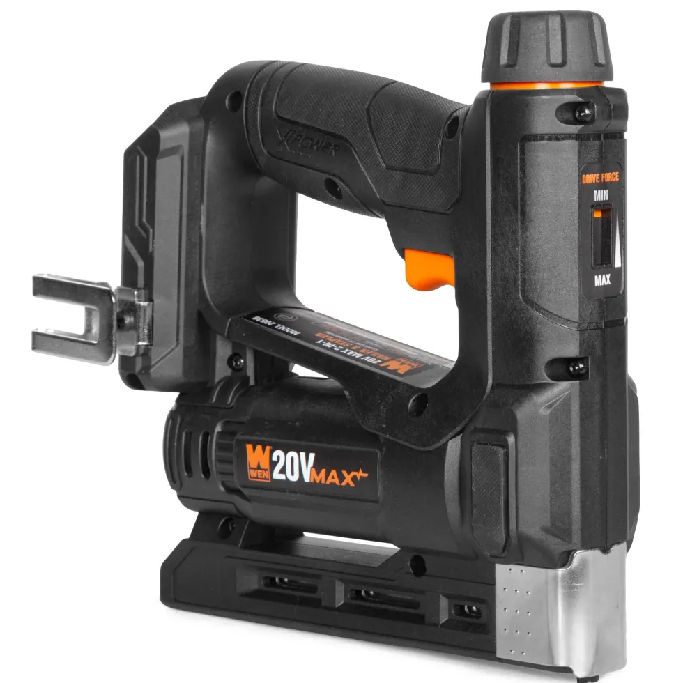 WEN 20538BT 20V Max Cordless 2-in-1 18-Gauge Brad Nailer and T50 Crown Stapler (Tool Only – Battery Not Included)
