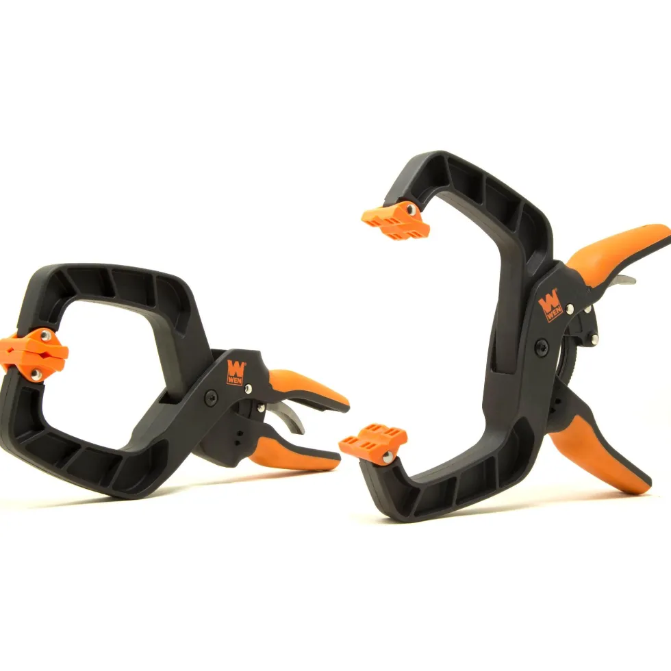 WEN CLH435 Quick-Release Ratcheting Hand Clamps with 4-Inch Jaw Opening and 3-Inch Throat, 2 Pack