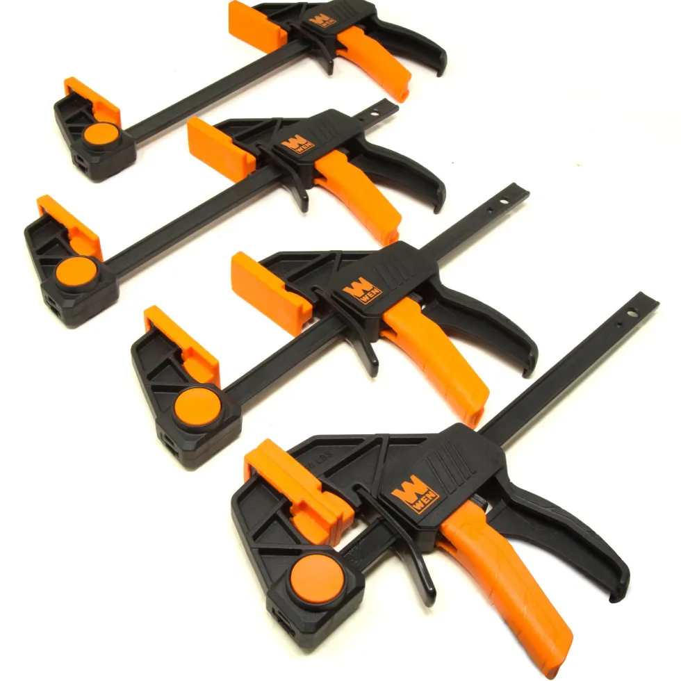 WEN CLR062 6-Inch Heavy Duty Steel Bar Clamps and Spreaders with 2.3-Inch Throat, Four Pack