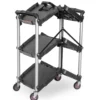 WEN 73065 Compact Foldable Service Utility Cart, Three Tier with 165-Pound Capacity