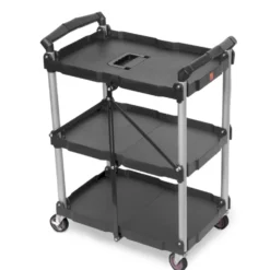 WEN 73065 Compact Foldable Service Utility Cart, Three Tier with 165-Pound Capacity