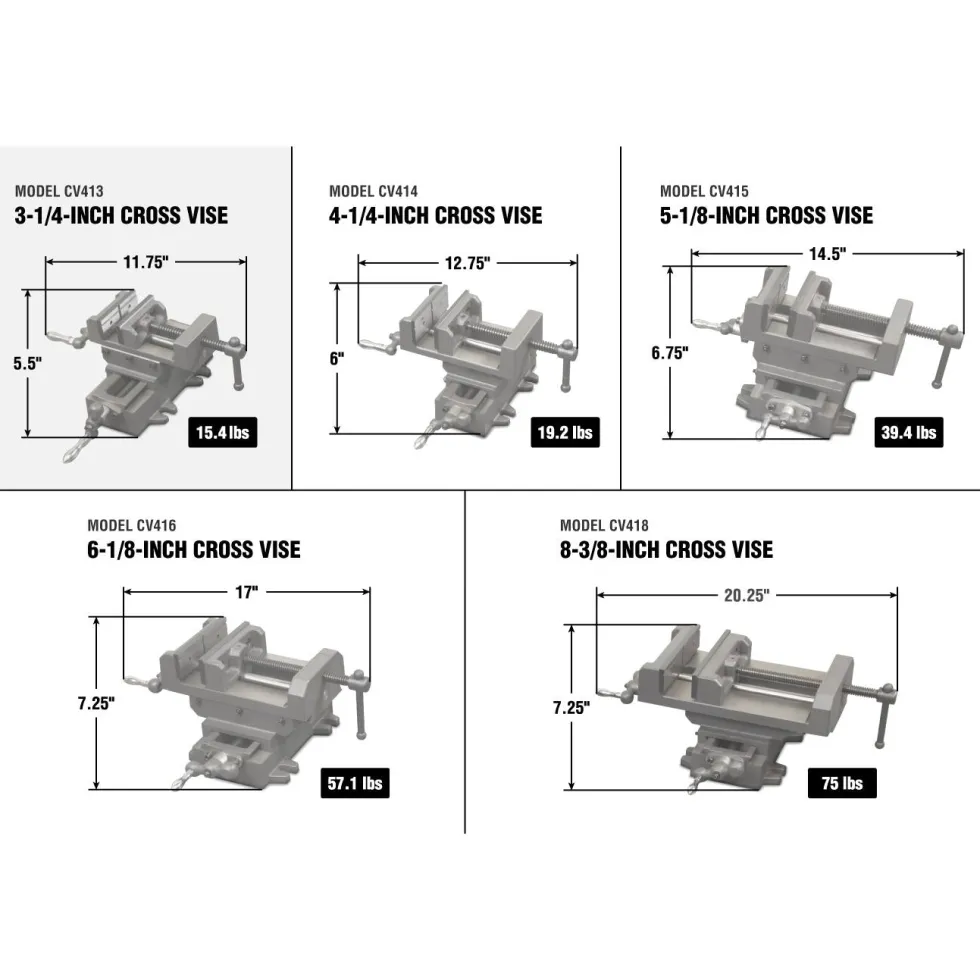 WEN CV413 3.25 in. Compound Cross Slide Industrial Strength Benchtop and Drill Press Vise