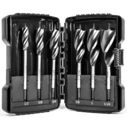 WEN DB613A 6-Piece Tri-Flute Auger Drill Bit Set with Carrying Case