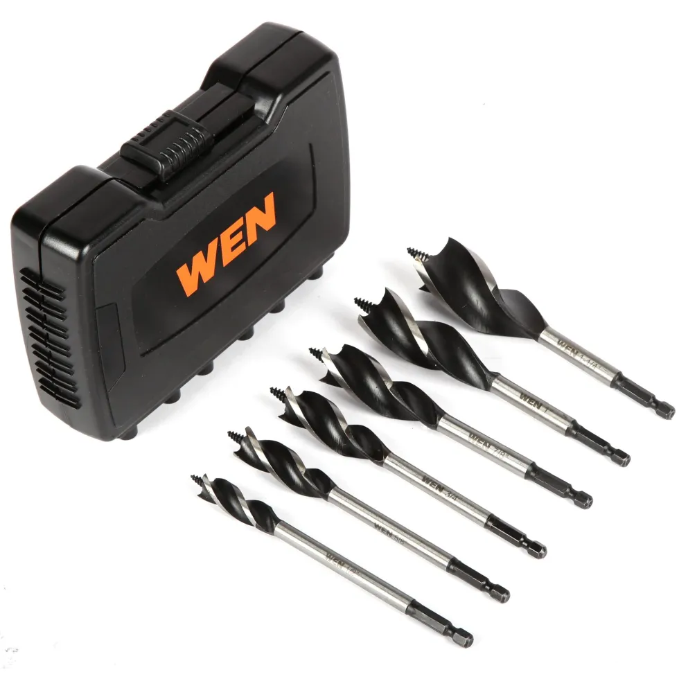 WEN DB613A 6-Piece Tri-Flute Auger Drill Bit Set with Carrying Case