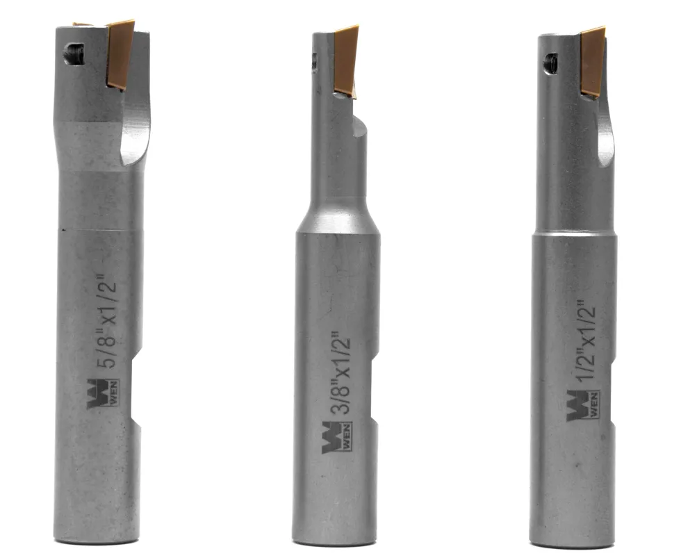 WEN DB003E 3-Piece 90-Degree Square Shoulder Indexable Carbide End Mill Set with Aluminum Storage Case