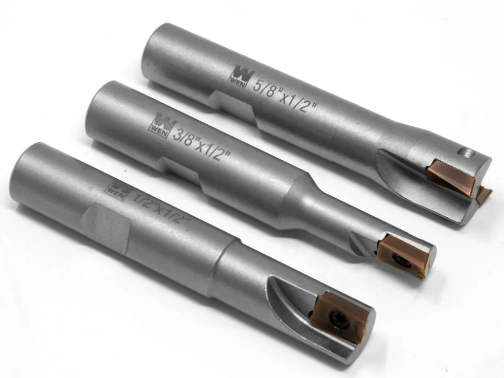 WEN DB003E 3-Piece 90-Degree Square Shoulder Indexable Carbide End Mill Set with Aluminum Storage Case