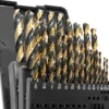 WEN DB292G 29-Piece Fully Ground Black Gold HSS Jobber Drill Bit Set with Carrying Case