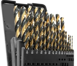 WEN DB292G 29-Piece Fully Ground Black Gold HSS Jobber Drill Bit Set with Carrying Case