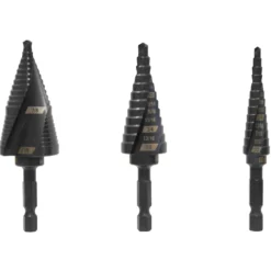 WEN DB149X 3-Piece Impact-Duty Titanium Step Drill Bit Set with #1, #4, and #9 Step Drill Bits