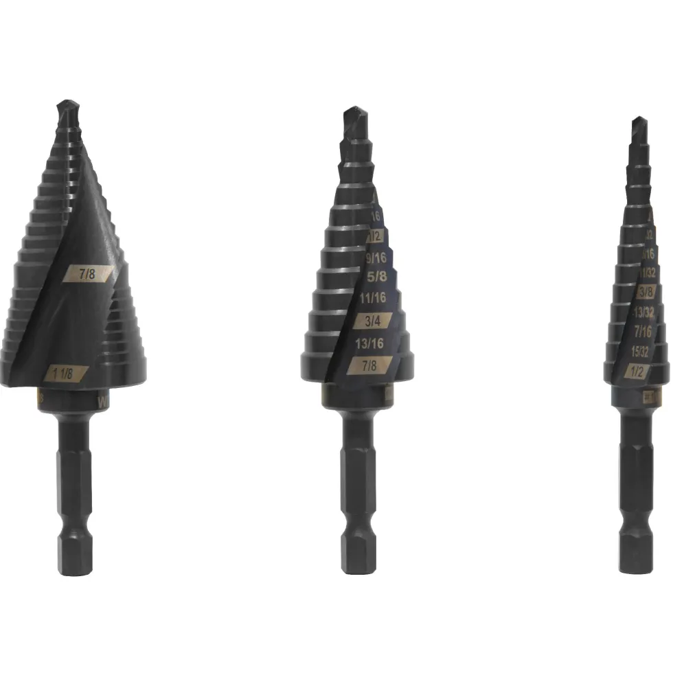 WEN DB149X 3-Piece Impact-Duty Titanium Step Drill Bit Set with #1, #4, and #9 Step Drill Bits