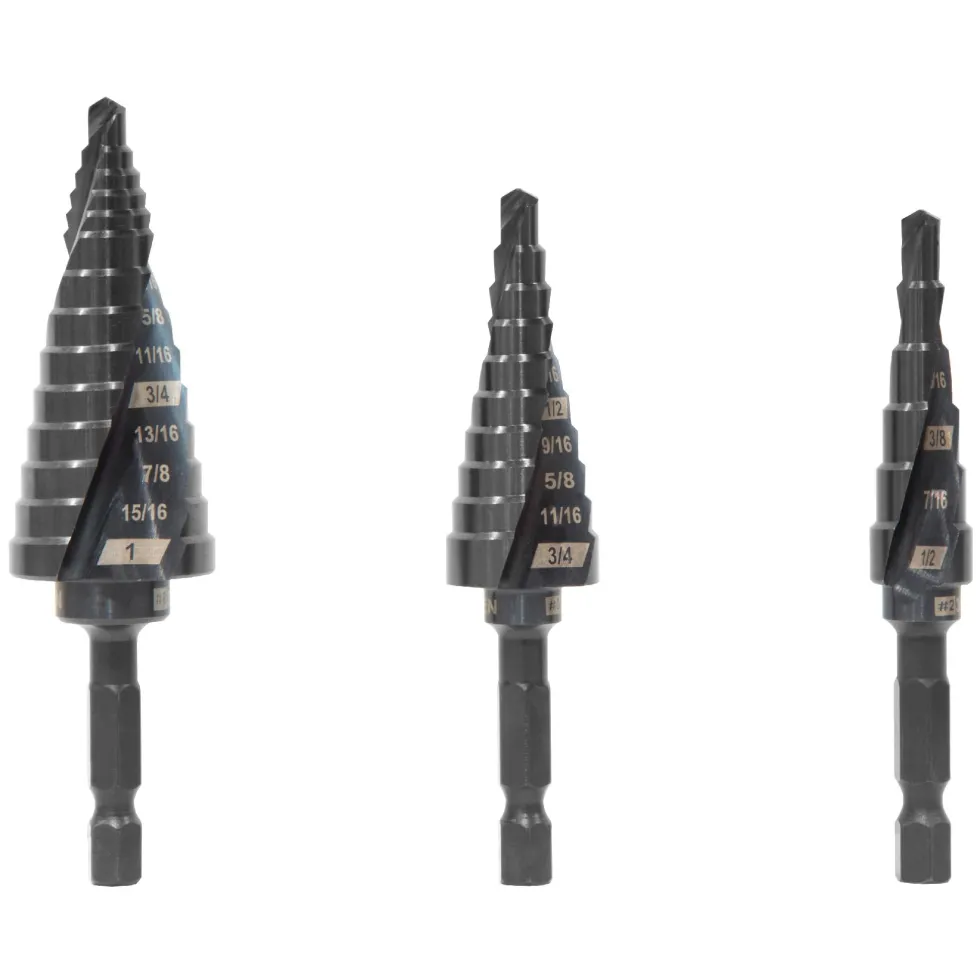 WEN DB238X 3-Piece Impact-Duty Titanium Step Drill Bit Set with #2, #3, and #8 Step Drill Bits