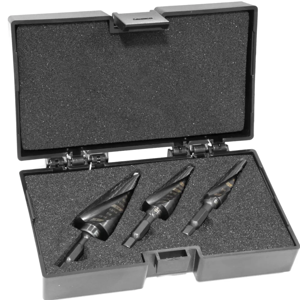 WEN DB238X 3-Piece Impact-Duty Titanium Step Drill Bit Set with #2, #3, and #8 Step Drill Bits