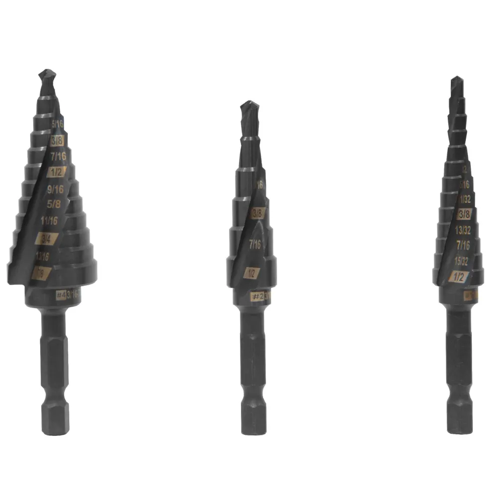 WEN DB124X 3-Piece Impact-Duty Titanium Step Drill Bit Set with #1, #2, and #4 Step Drill Bits