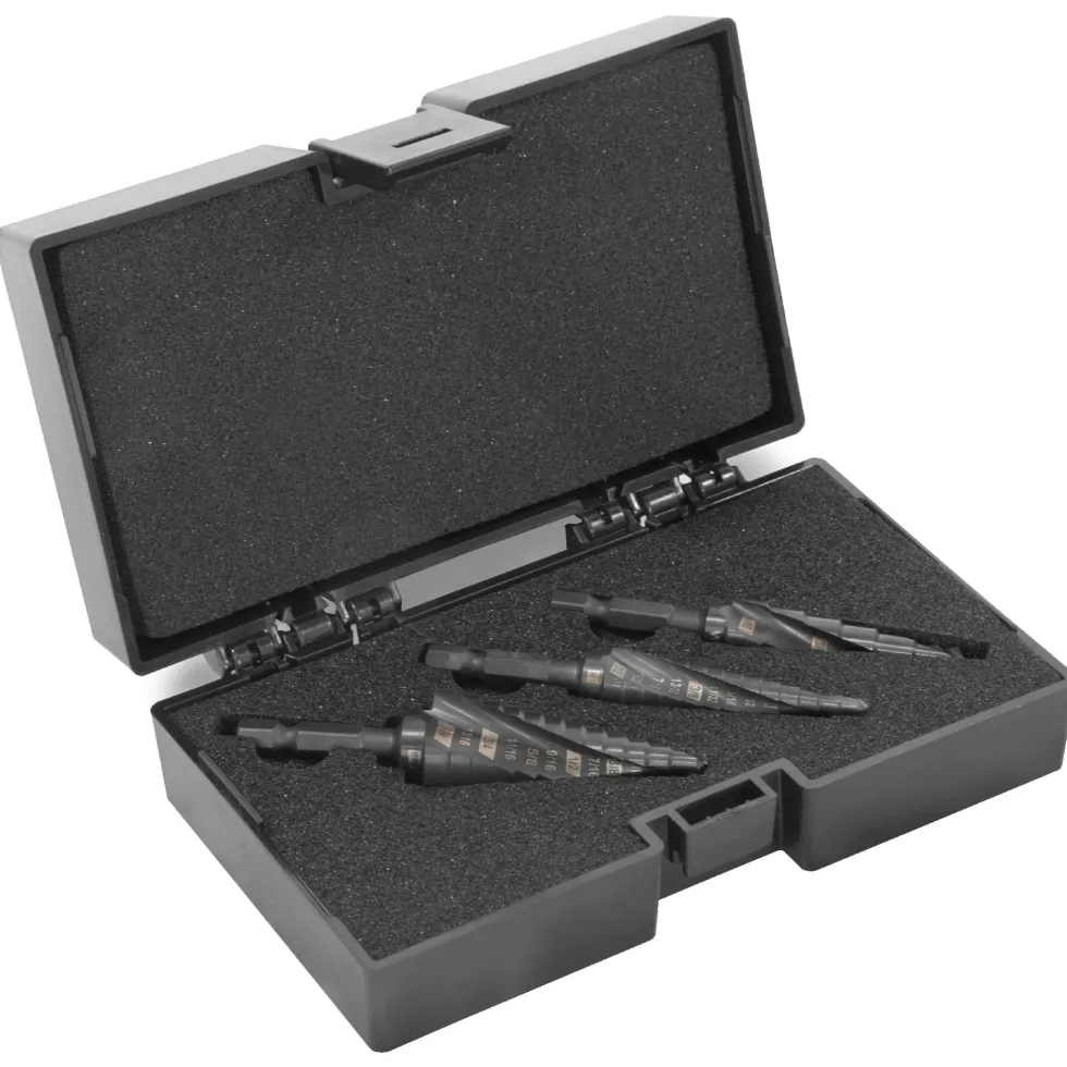 WEN DB124X 3-Piece Impact-Duty Titanium Step Drill Bit Set with #1, #2, and #4 Step Drill Bits