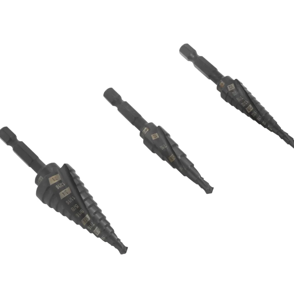 WEN DB124X 3-Piece Impact-Duty Titanium Step Drill Bit Set with #1, #2, and #4 Step Drill Bits