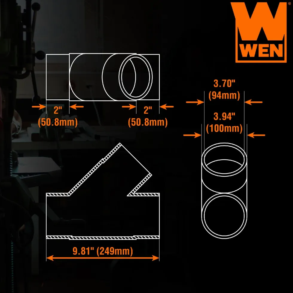 WEN DCA003 4-Inch Y-Fitting Dust Hose Splitter Connection for Dust Collection Systems