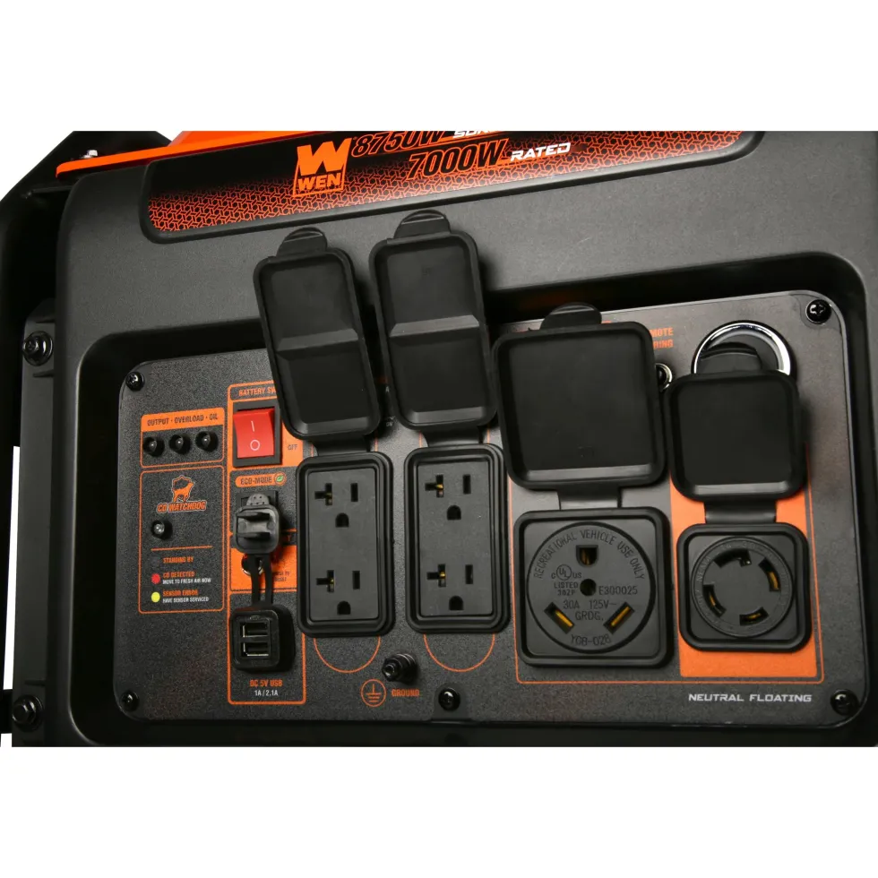 WEN DF875iX 8750-Watt RV and Transfer-Switch-Ready 120V/240V Dual Fuel Open Frame Inverter Generator with Remote Electric Start and CO Shutdown Sensor