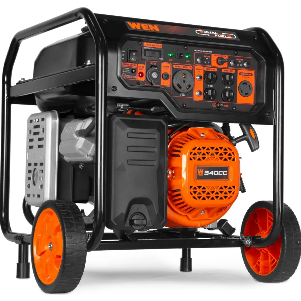 WEN DF8000X 8000-Watt 120V/240V Dual Fuel Portable Generator, Electric Start, 340cc, Transfer-Switch and RV-Ready with CO Shutdown Sensor