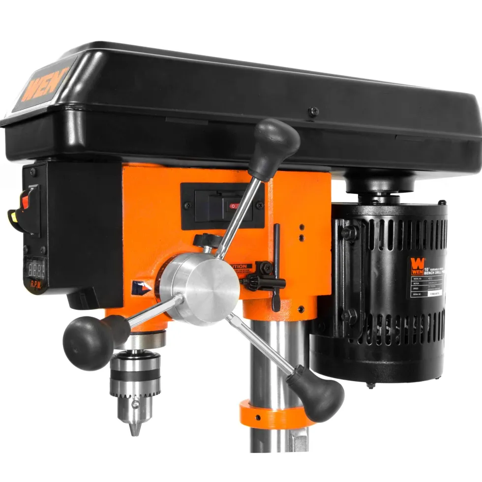 WEN DP1062V 10-Inch Benchtop Drill Press, 6.2-Amp Variable Speed Motor with Cast Iron Construction, and Laser