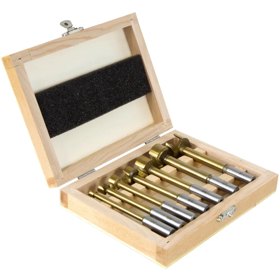 WEN FB7 7-Piece Forstner Bit Set with Wooden Carrying Case