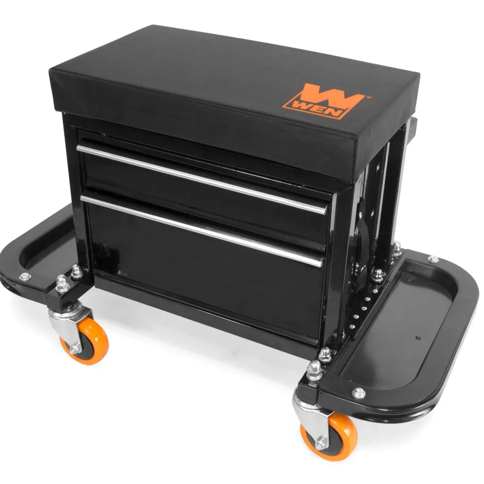 WEN GG1400 400-Pound Capacity Garage Glider Rolling Tool Chest Seat with Storage Pouch