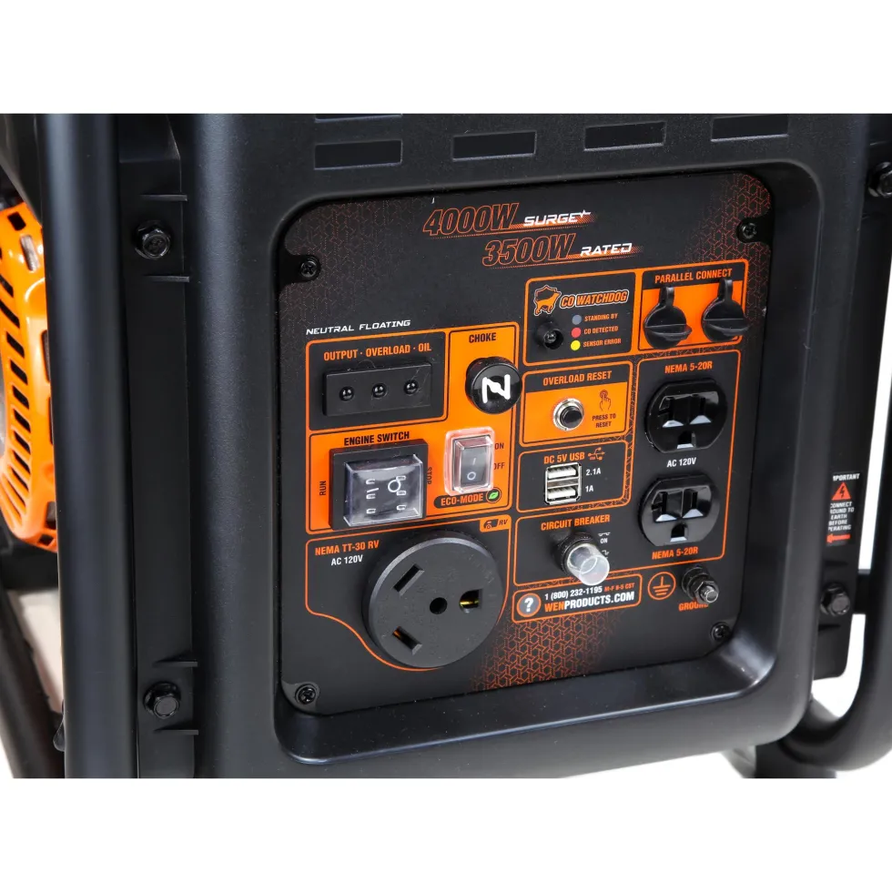 WEN GN400iX RV-Ready 4000-Watt Open Frame Inverter Generator with CO Shutdown Sensor