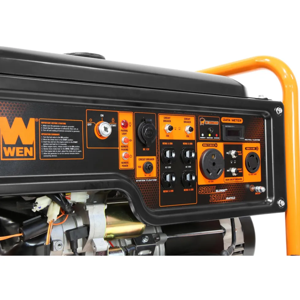 WEN GN9500X 9500-Watt 420cc Transfer-Switch and RV-Ready 120V/240V Portable Generator with Remote Electric Start and CO Shutdown Sensor